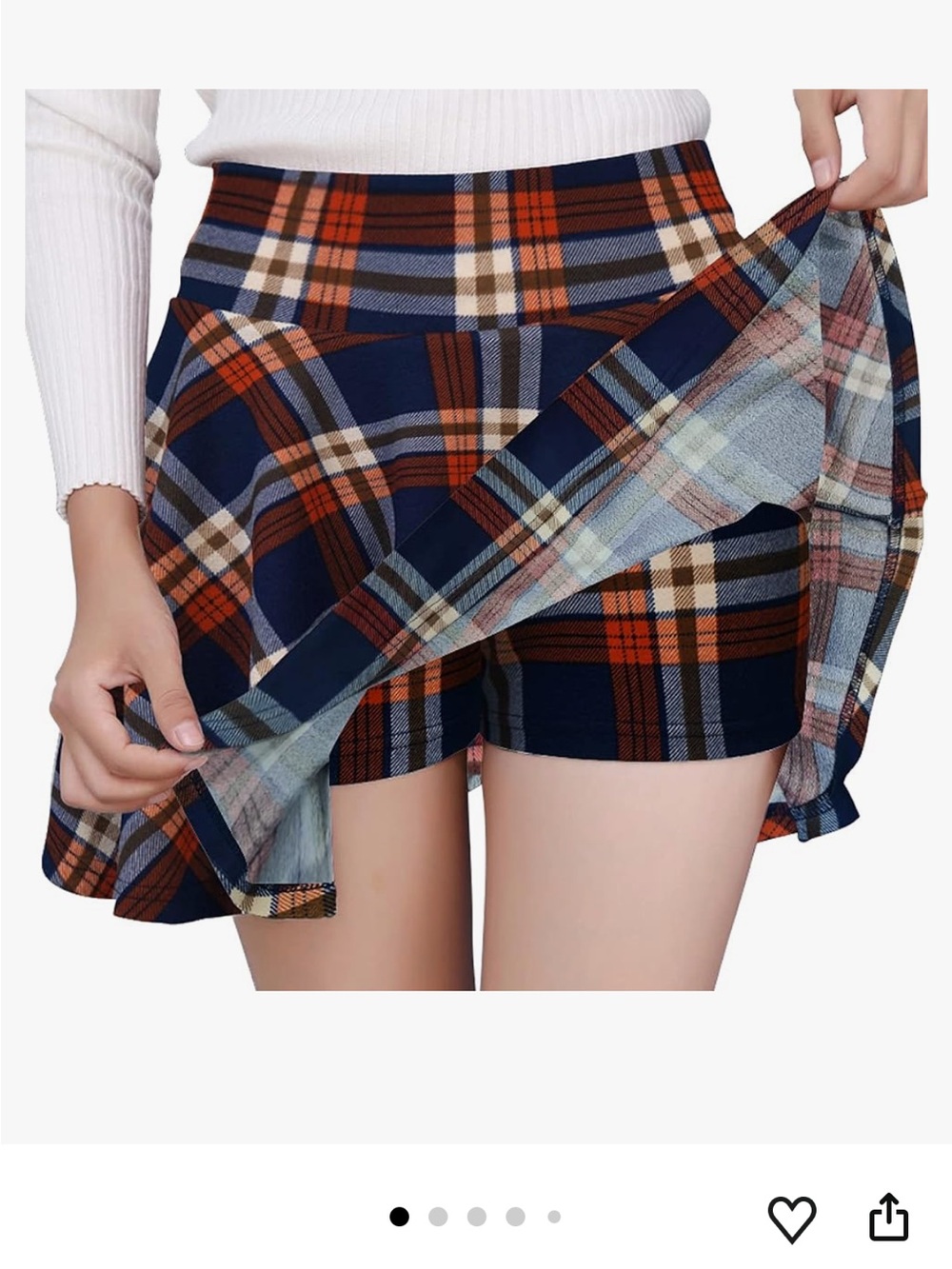 Amazon Plaid Mini Skort in Navy and Rust